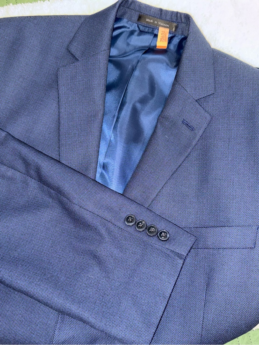 Van Heusen Men's Navy Textured Blazer with matching pants
